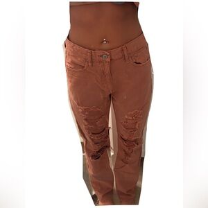 Aeropostale Ripped burgundy 90’s loose jeans